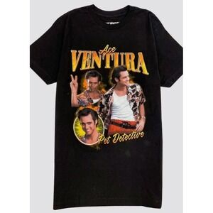 Ace Ventura Pet Detective Jim Carrey Graphic Tee Black Movie T-Shirt Size Large